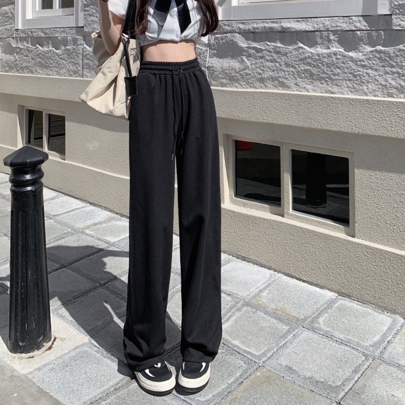 QADCOL Quần ống rộng Lưng Thun Màu Sắc Đơn Giản Thời Trang Cho Nữ