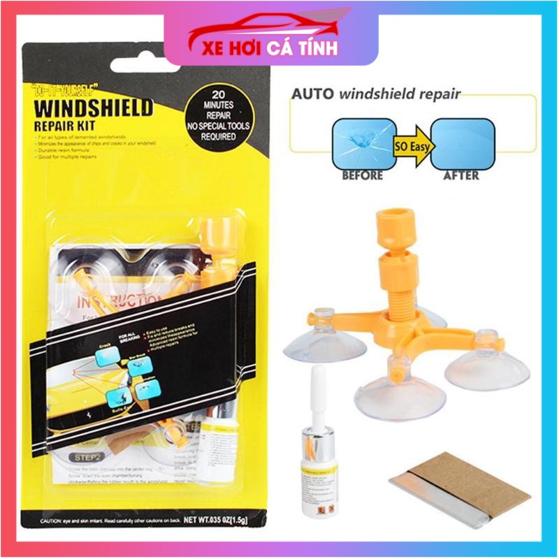 Bộ dụng cụ hàn kính, sửa chữa khắc phục kính lái ô tô bị nứt Windshield Repair giao hàng 24/7 loại một