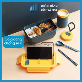 Hộp đựng cơm văn phòng 3 ngăn Kosko nhựa, có muỗng, đũa