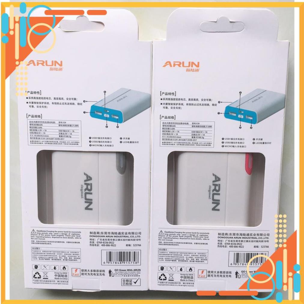 ❀Loại 1 Tốt Nhất❀ pin sạc dự phòng trâu arun 8.400mah không lo hết pin