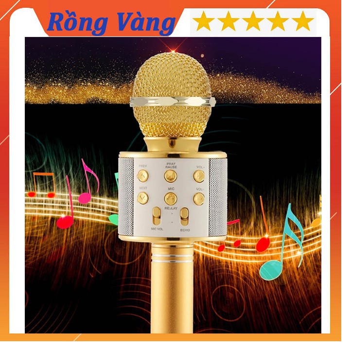 Micro Karaoke Kiêm Loa Bluetooth WS - 858 Tiện Dụng Chất Lượng Cao- Âm Chuẩn Hút Mic Có Ghi Âm Giọng Hát