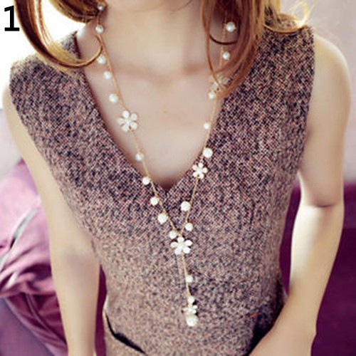 Dây chuyền chữ Y đính ngọc và hoa thời trang