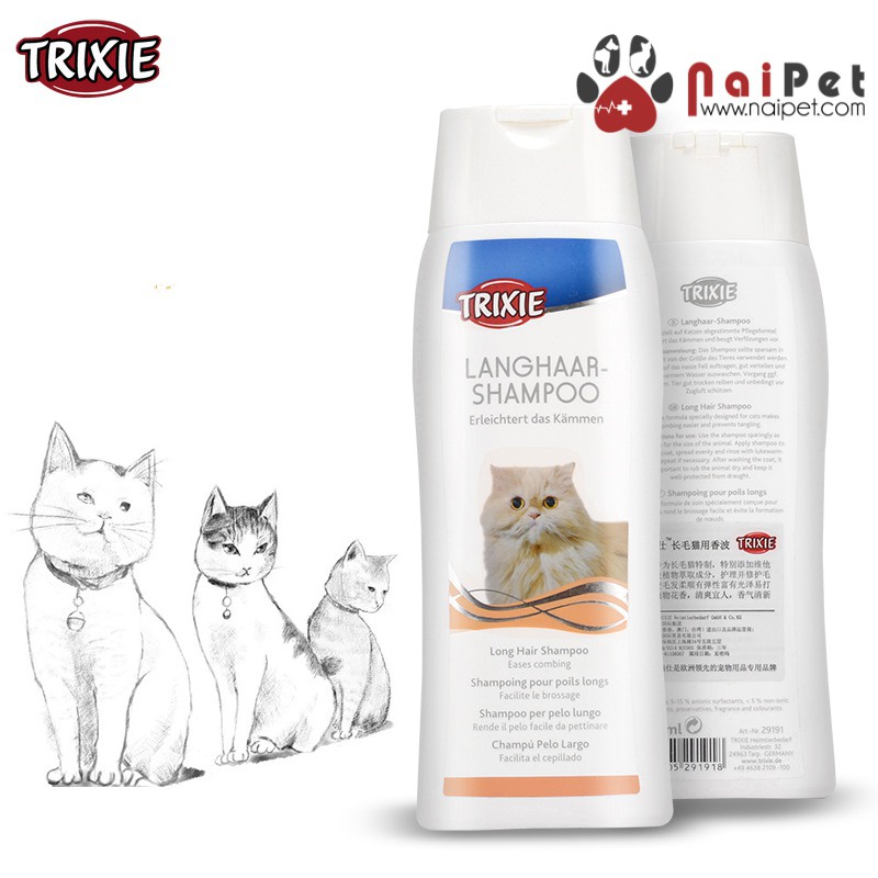 Sữa Tắm Cho Mèo Lông Dài, Lông Ngắn Trixie Cat Shampoo 250ml