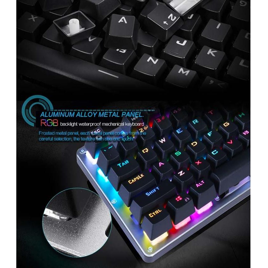 [Mã 267ELSALE hoàn 7% đơn 300K] Bàn phím cơ Blue Swich HP GK100S led RGB dành cho game thủ, hơn 20 chế độ led (đen bạc)