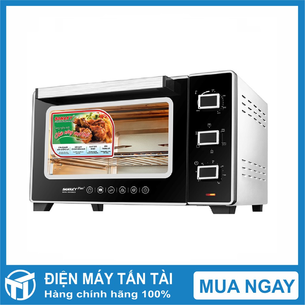 LÒ NƯỚNG SANAKY LN.VH5099N2D , 30 Lít ,Công suất thực	2000w, Quạt đối lưu đảo nhiệt, Khay, vỉ nướng, que nướng, xiên kẹp