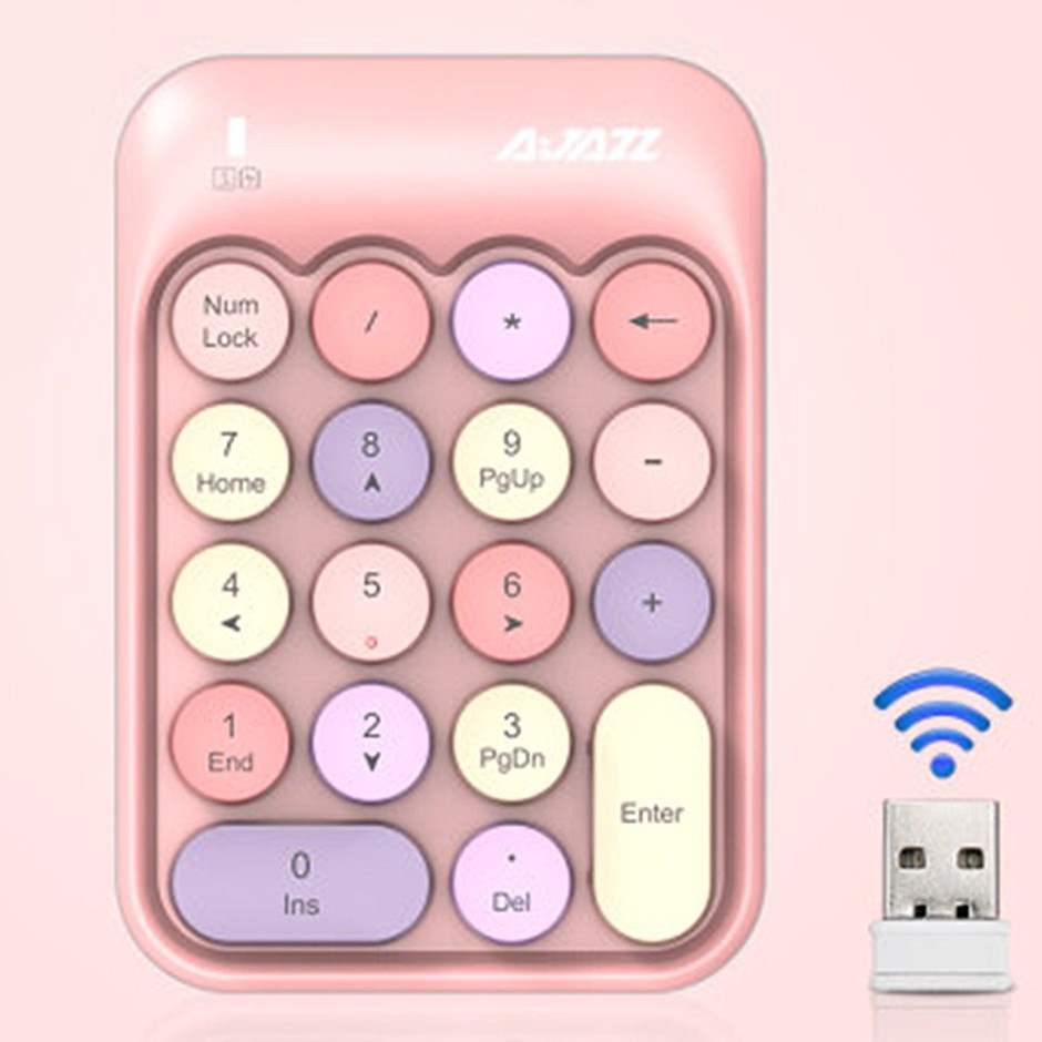Bàn phím số USB không dây nhỏ gọn Ajazz AK18 dễ thương kết nối laptop dùng cho thu ngân nhân viên ngân hàng | BigBuy360 - bigbuy360.vn