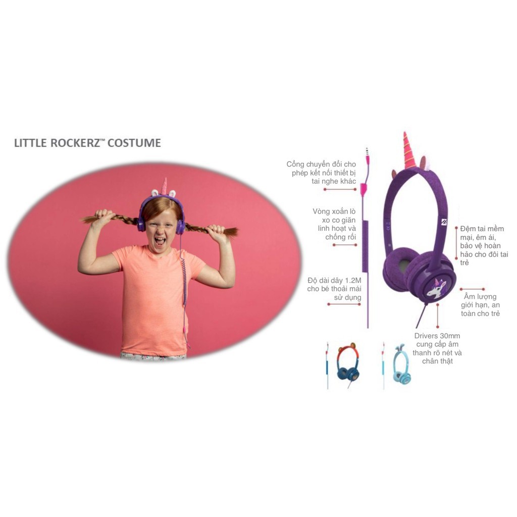 Tai nghe iFrogz Headphone-Little Rockerz Costume có dây dành cho trẻ em - hàng chính hãng