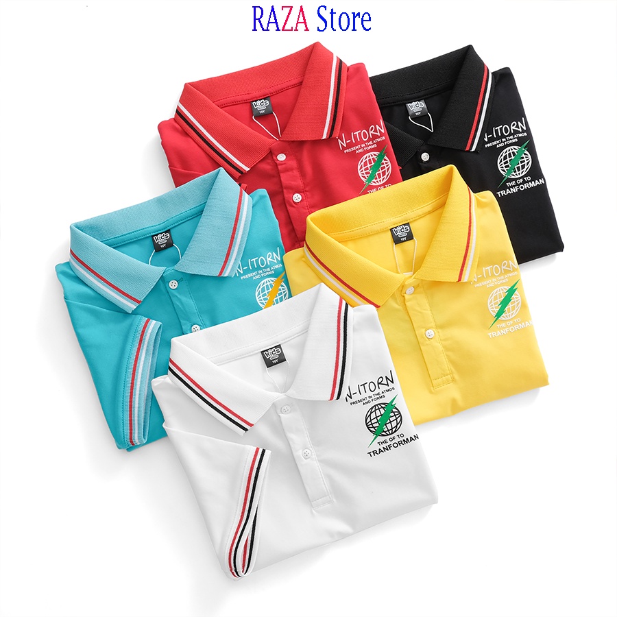 Áo polo bé trai RAZA Store chất liệu cotton cao cấp sợi thoáng mát cho bé từ 18kg đến 45kg RZM16