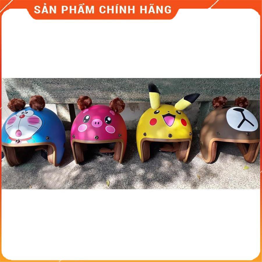 Mũ Nón 3/4 Đầu Hình Thú DOREMON - PIKACHU - HEO XINH Có Tai tặng lưỡi trai