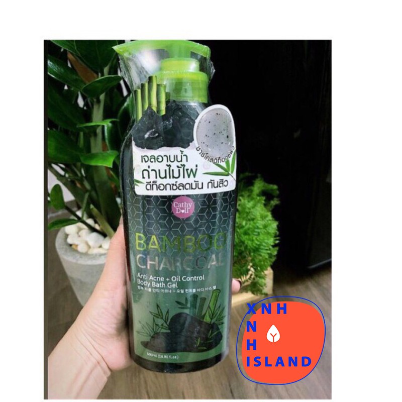 Sữa Tắm Than Tre Cathy Doll Bamboo Charcoal Anti Acne + Oil Control Body Bath Gel Thái Lan - 500ml