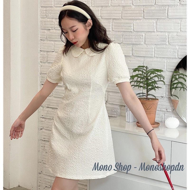 Đầm gấm xốp cổ sen tay bồng bo viền Ảnh thật/ sẵn | BigBuy360 - bigbuy360.vn