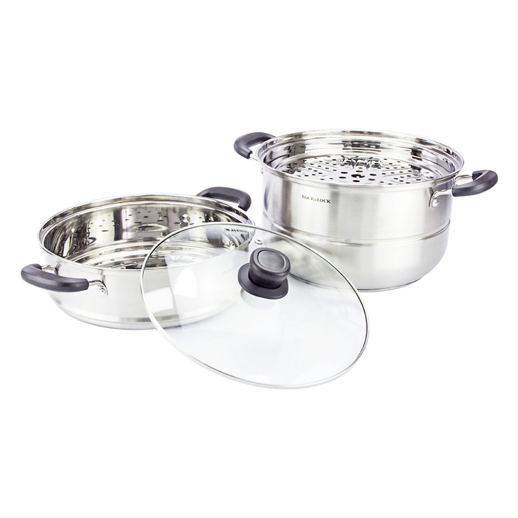Nồi hấp đa năng 2 tầng 3 tầng Inox Lock&Lock 18CM 20CM 26CM 28CM LLH1262 LLH1282 LLH1182 LLH1202