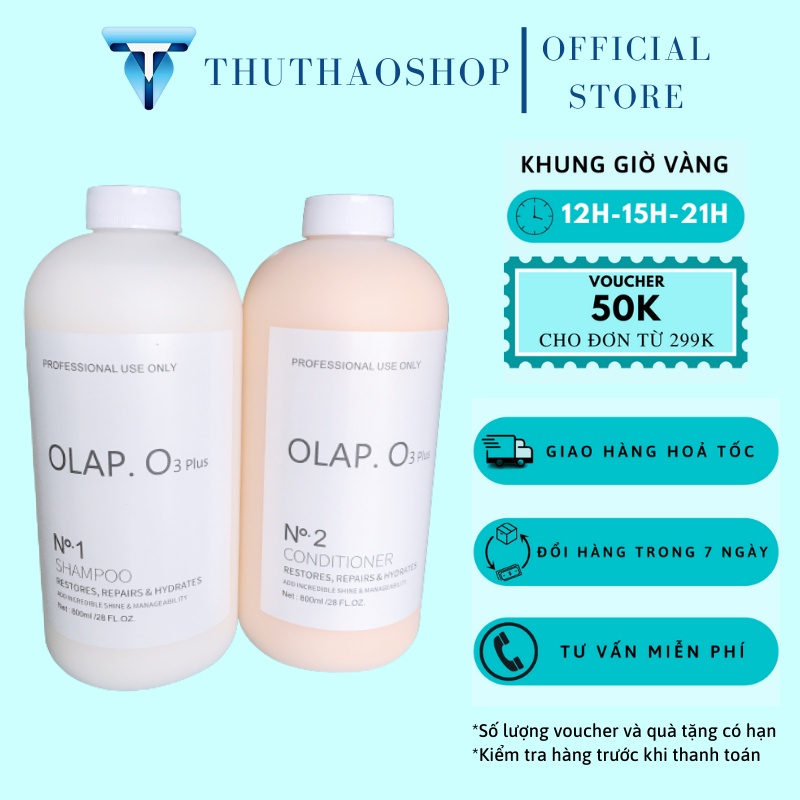 Bộ cặp dầu gội xả OLAP O3 Plus Biotin & Collagen phục hồi chuyên sâu 800ML