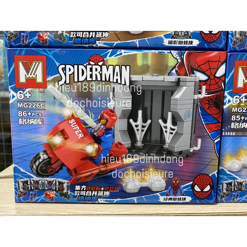 Lắp Ráp xếp hình siêu anh hùng 4 hộp người nhện spider man mg226