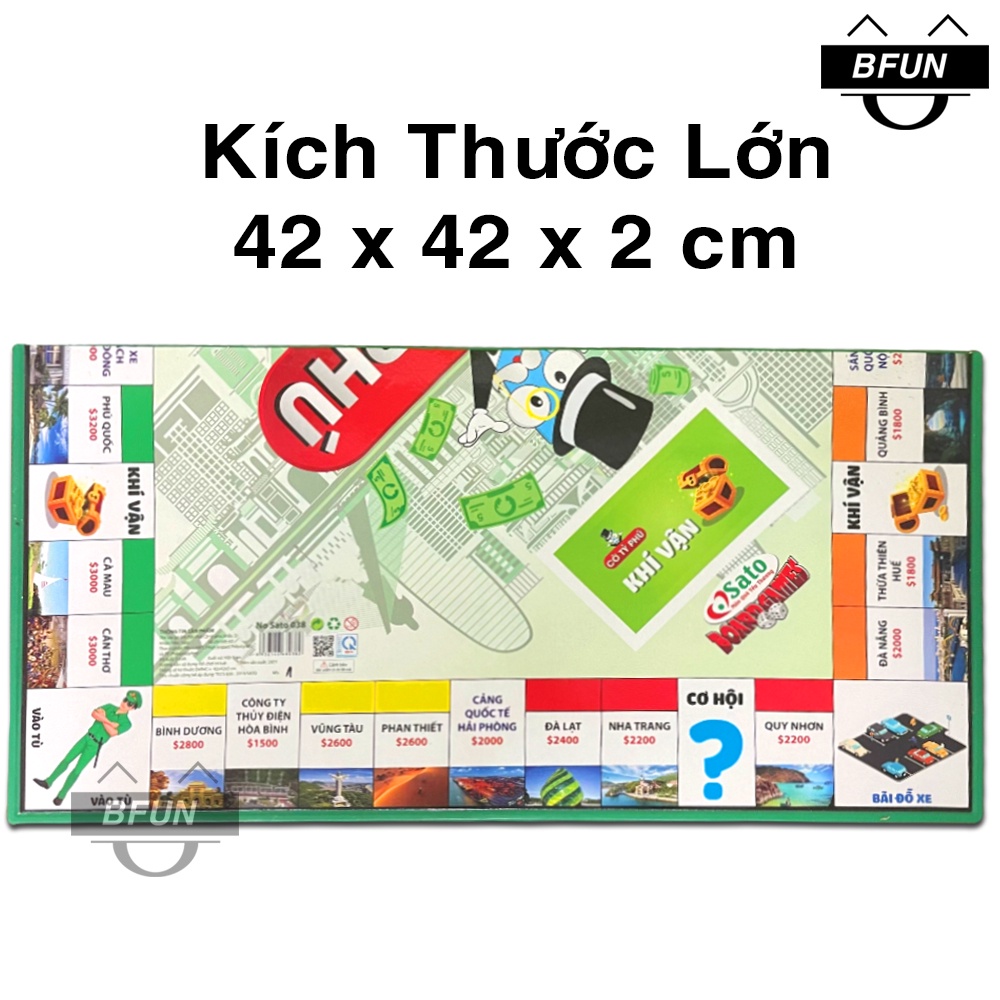 Cờ Tỷ Phú Sato Việt Nam CHÍNH HÃNG Cao Cấp BÀN NHỰA Loại Lớn/ Loại Vừa - Bàn Cờ Tỉ Phú Boardgame Monopoly - Đồ Chơi BFUN