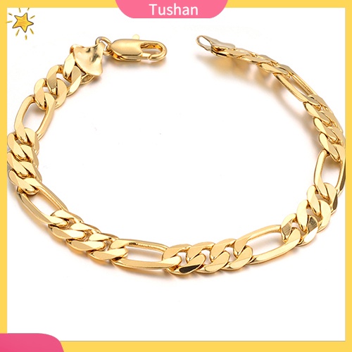 Vòng tay dạng dây xích mạ vàng 18k đường kính 7mm sang trọng cho nam