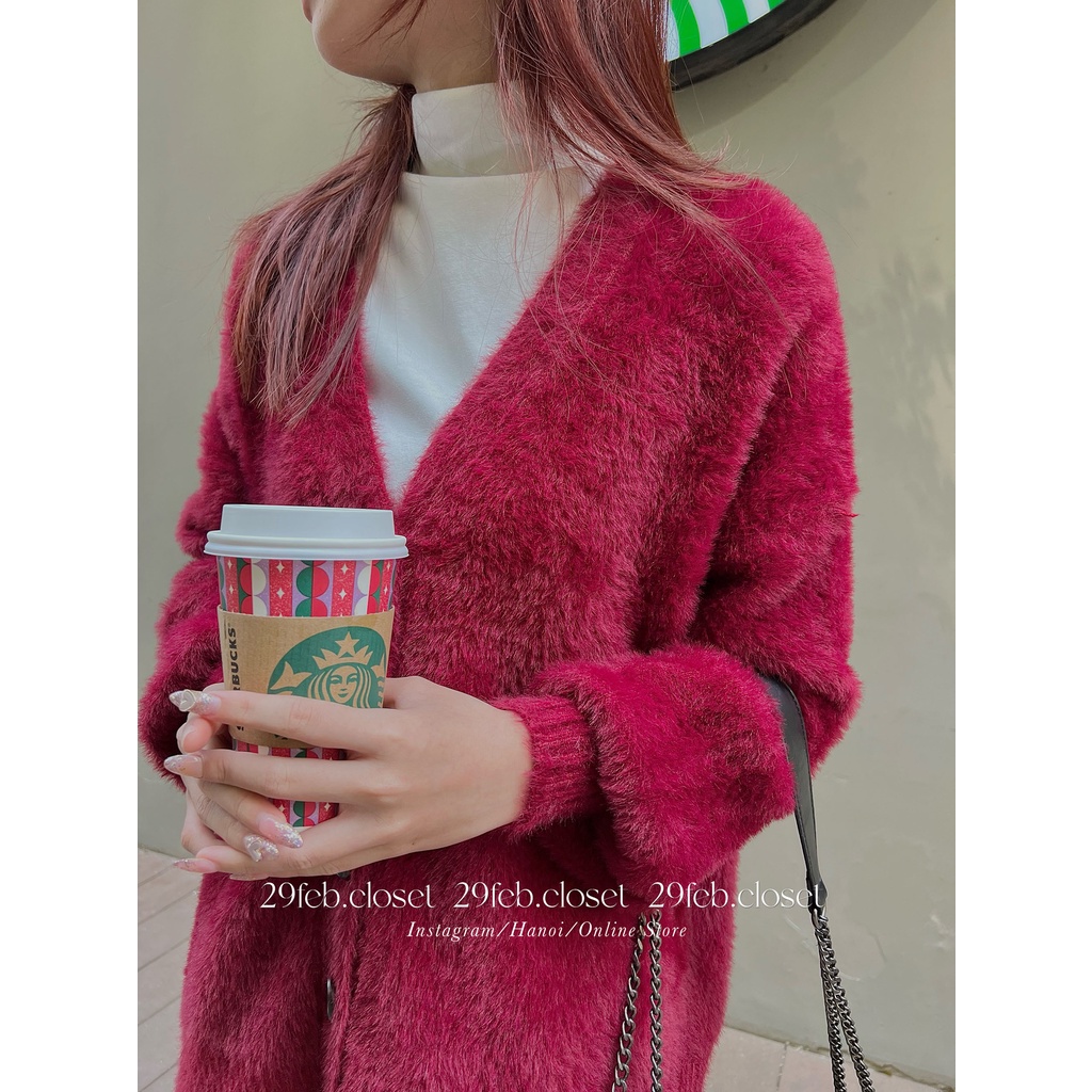 [Ảnh thật/Video] Áo khoác cardigan lông mượt mềm mịn dáng rộng - 29feb.closet | BigBuy360 - bigbuy360.vn