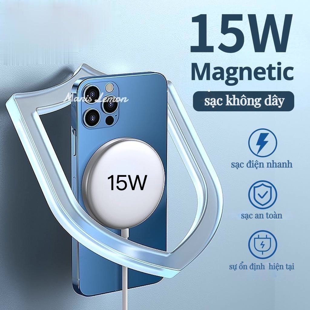 Sạc không dây IP táo Từ Tính 15W for IP 13 12 11 Pro Max Mini, Bộ Sạc Wireless Charger -FACTORYAPP