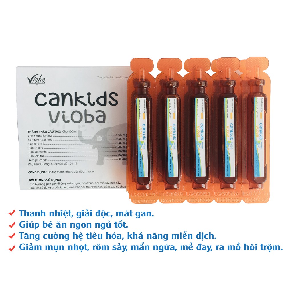 Thực phẩm chức năng giải độc gan CANKIDS VIOBA Hộp 20 ống x 10ml.