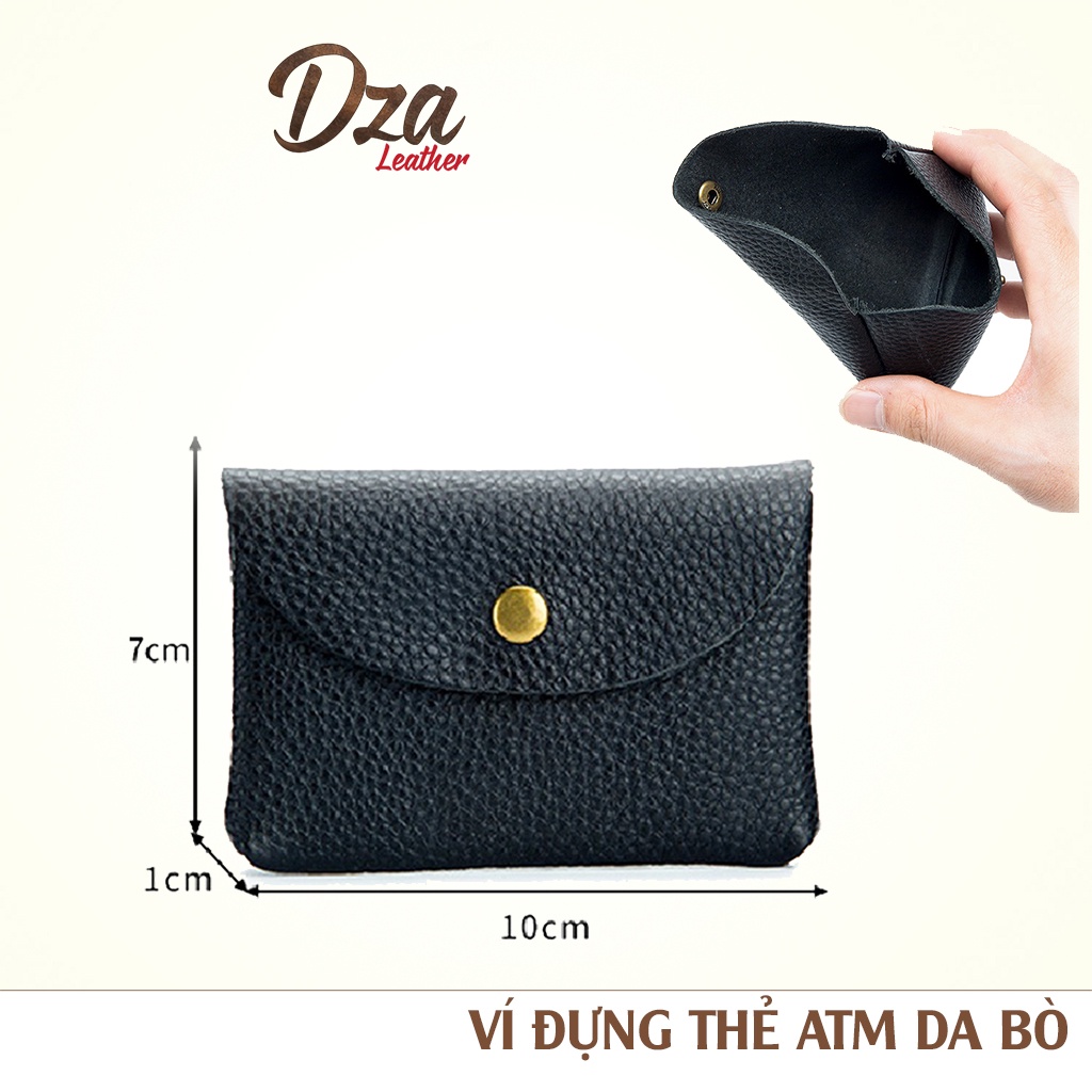 Ví dựng thẻ ATM da bò lớp 1 đơn giản mini cho cả nam và nữ Dza leather