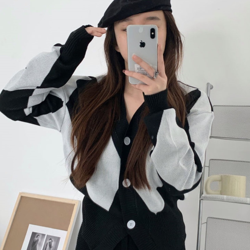 Áo khoác cardigan dệt kim tay dài phong cách Hàn Quốc