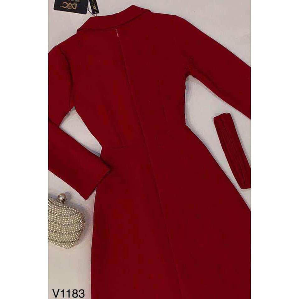 [ xả kho ] MiD Đầm xòe tay dài phối nút V1183 Mie Design kèm hình thật