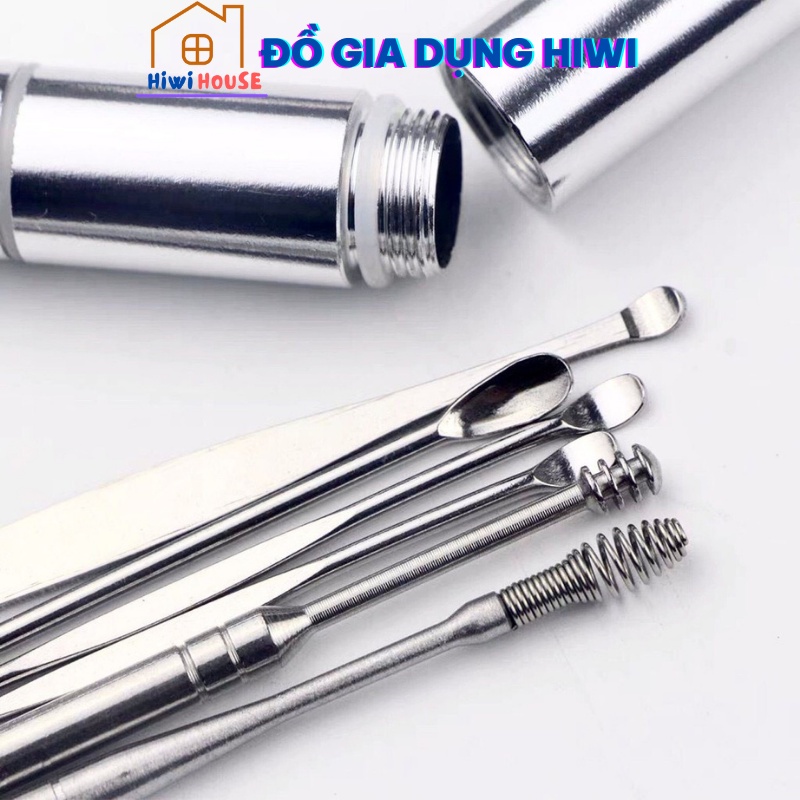 Bộ lấy ráy tai, bộ dụng cụ ngoáy tai 6 món chuyên nghiệp Inox kèm hộp Chọn