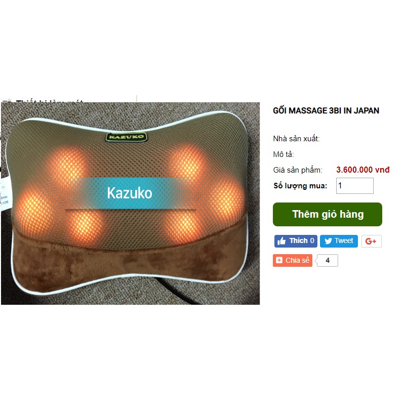 Gối Massage Kazuko 0.01 - Made in JAPAN