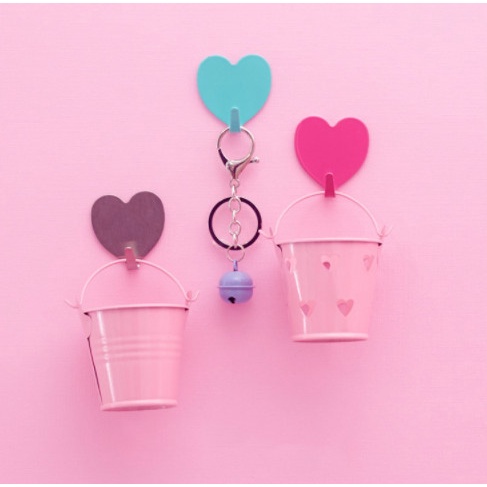 Combo 5 móc kim loại trái tim dán tường siêu chắc