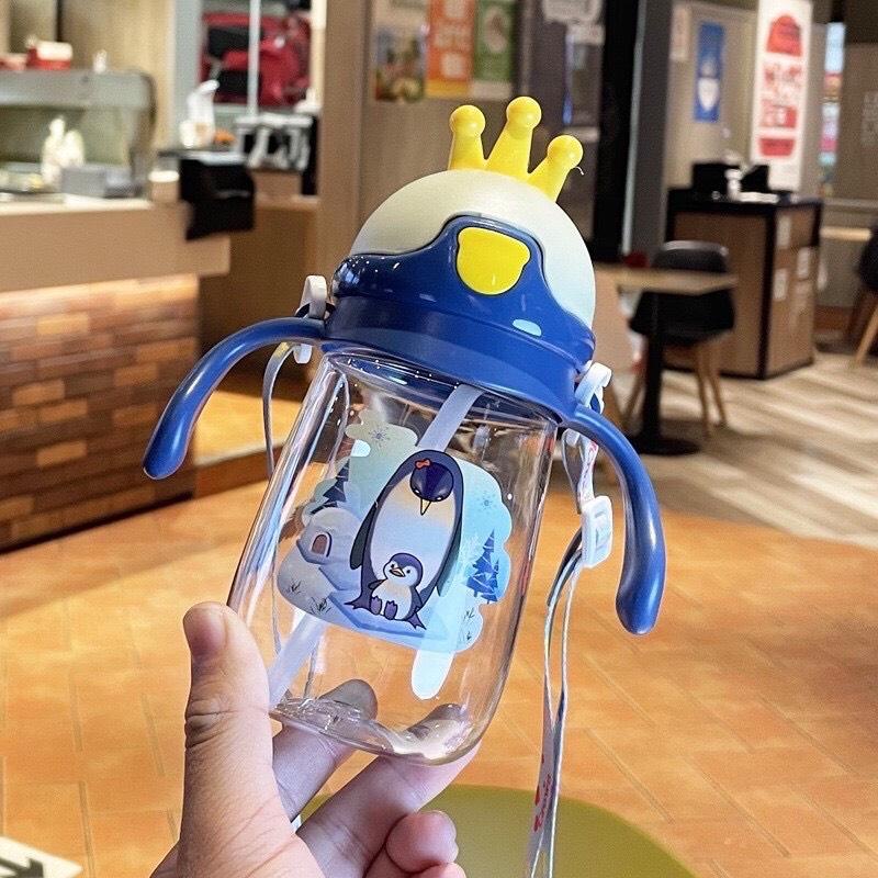 Bình nước ống hút Hình Vương Miện đáng yêu cho bé dung tích 300ml