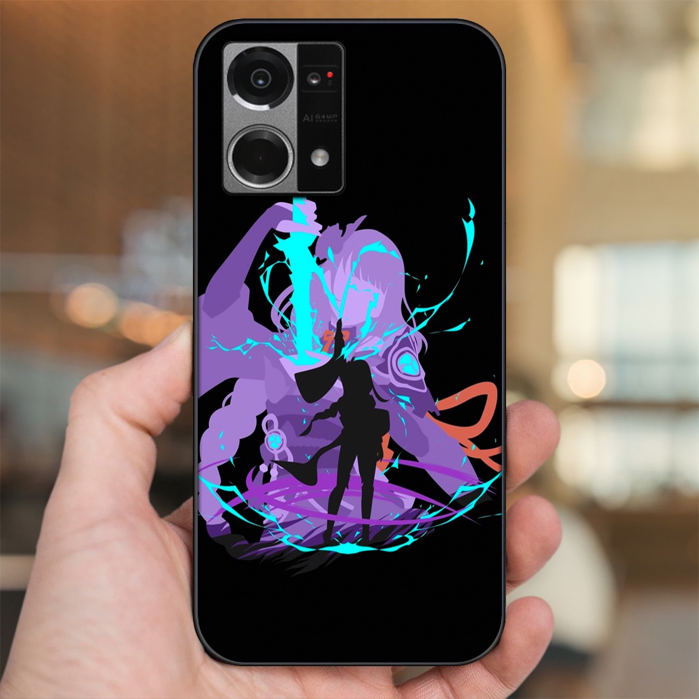 Ốp lưng Oppo Reno 7 4G viền đen in hình Raiden Shogun Genshin Impact