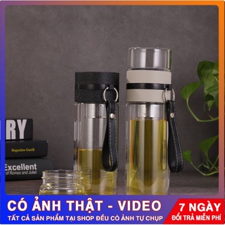 Bình pha trà, bình thủy tinh 2 lớp chịu nhiệt chất lượng cao 400ml