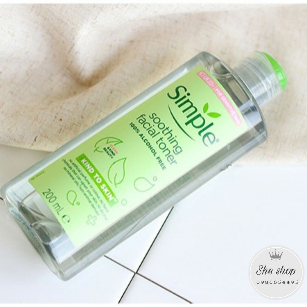 Nước Hoa Hồng Simple-Không Cồn, Cân Bằng Da Dịu Nhẹ Kind To Skin Soothing Facial Toner 200ml
