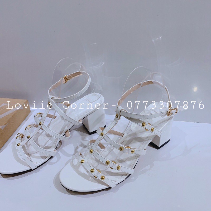 LOVIIECORNER- SANDAL CAO GÓT QUAI KIỂU ĐẾ VUÔNG 5 PHÂN - SANDAL NỮ QUAI KIỂU ĐẾ VUÔNG - ĐEN TRẮNG NÂU KEM - S210505