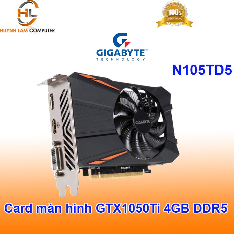 Card màn hình gigabyte GTX 1050Ti Card màn hình gigabyte GTX1050Ti (N105TD54GD) 1 quạt