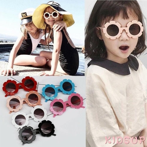 Kính mát gọng tròn hình bông hoa dễ thương dành cho bé gái
