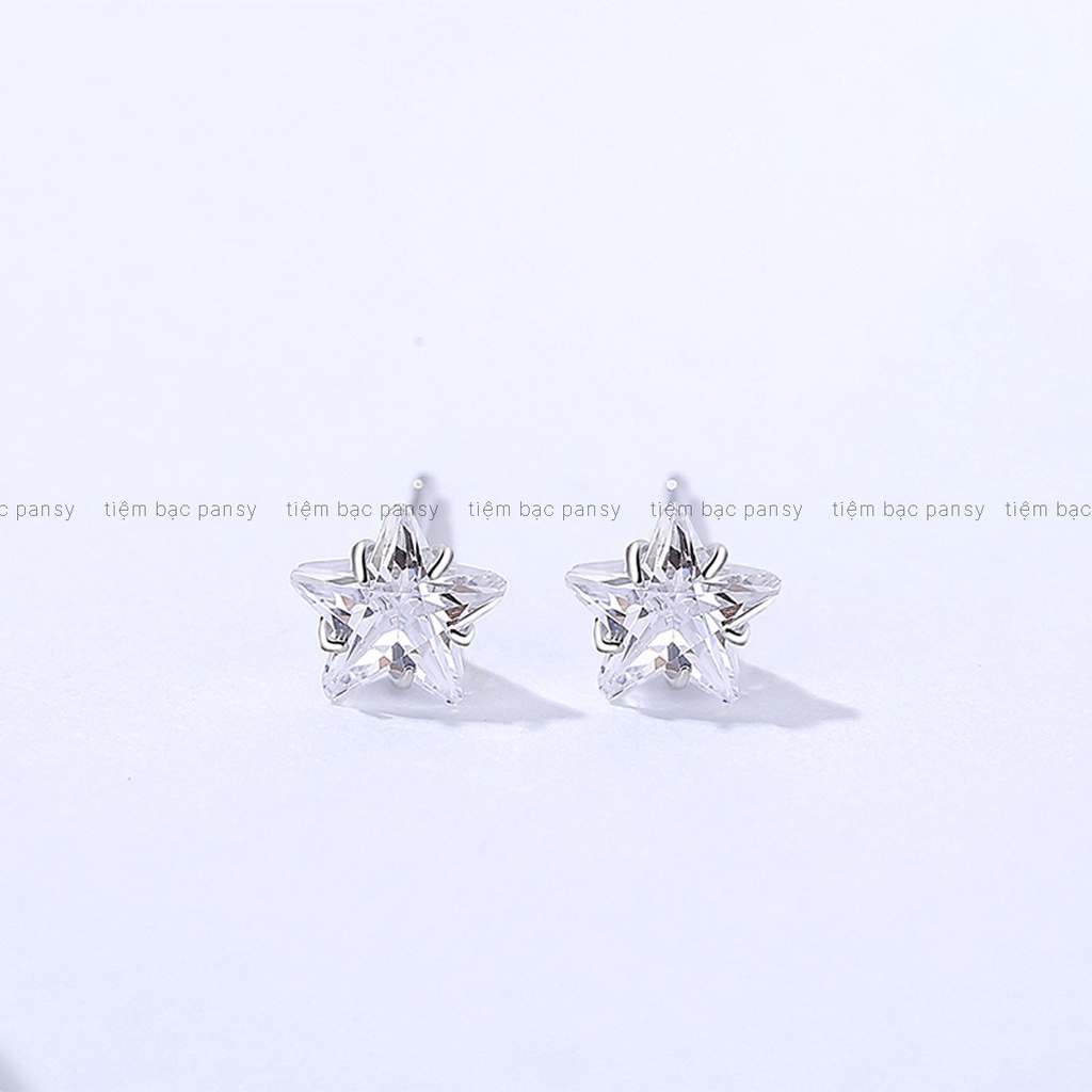 Bông tai nữ Nụ đá bạc 925 hình ngôi sao lấp lánh, khuyên tai bạc nhỏ xinh có chốt bạc thẳng chắc chắn