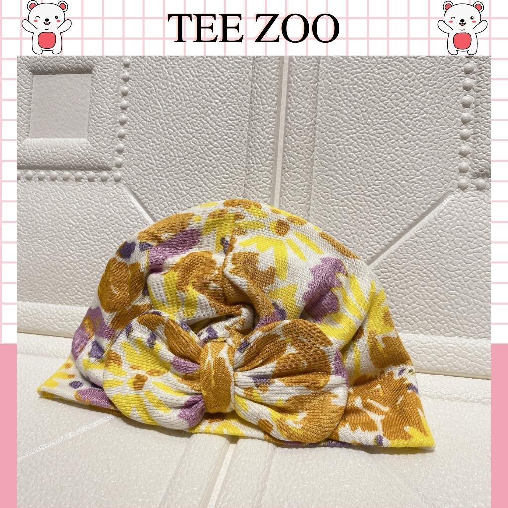 Mũ, nón turban đính nơ đáng yêu, dễ thương cho bé gái từ 6 – 10 kg họa tiết sắc màu xinh xắn MTB168 TEEZOO