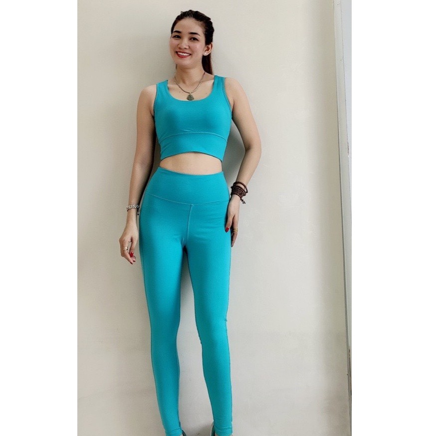 Đồ tập gym nữ, set bộ thể thao quần dài áo bra kèm mút Bin Sports BD076