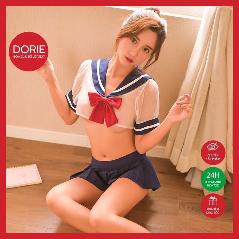 Đồ ngủ nữ sexy nàng học sinh Nhật Bản xuyên thấu nơ đỏ gợi cảm quyến rũ 2040