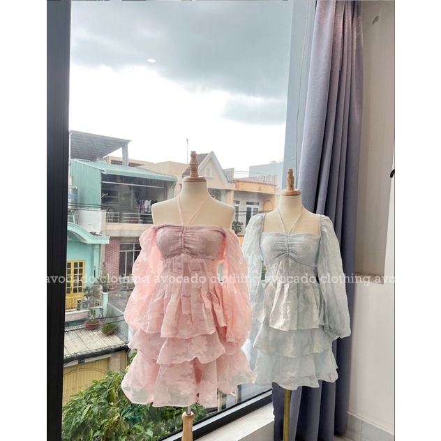 Đầm trắng hoa nổi cổ yếm tay lỡ cutout 💖 KÈM ẢNH THẬT