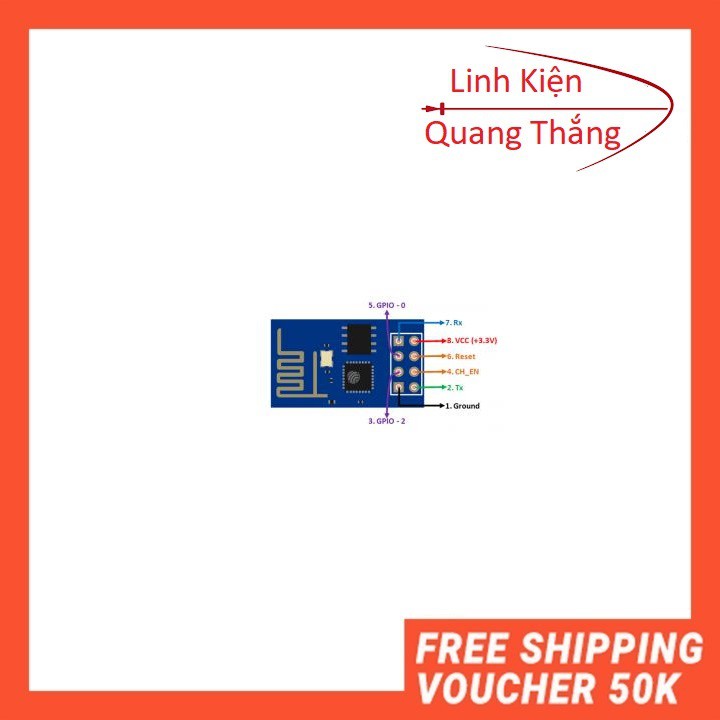 Module Wifi ESP8266-01 3.3V Wi-Fi 2.4 GHz, hỗ trợ WPA/WPA2 esp8266 v1