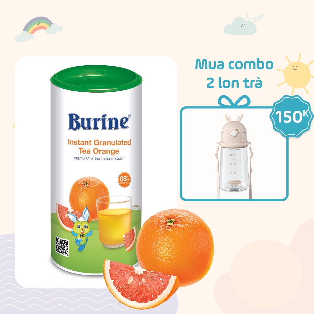 Trà Hoa Quả Hòa Tan BURINE Vị Cam Nam Mỹ Thơm Ngon, Bổ Sung Vitamin C Cho Bé Từ 8 Tháng Tuổi.