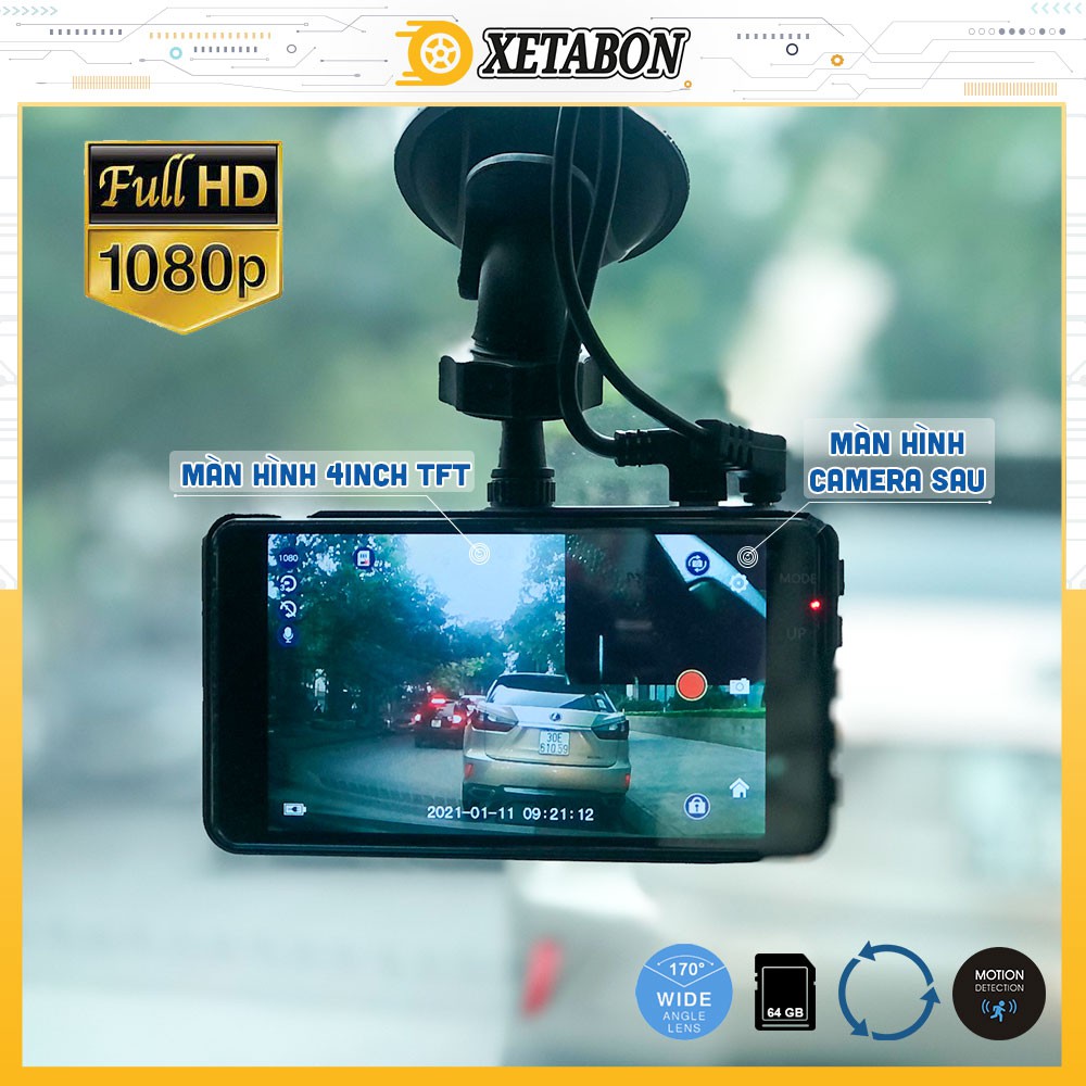 CAMERA HÀNH TRÌNH TRƯỚC SAU FULL HD X4 - TÍCH HỢP MÀN CẢM ỨNG - BẢO HÀNH 1 ĐỔI 1 TRONG VÒNG 12 THÁNG