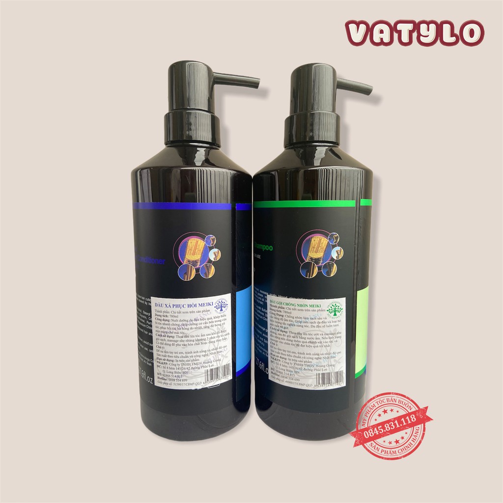 Cặp Dầu Gội Xả Meiki trà xanh 780ML  chống nhờn Phục Hồi Tóc Khô Xơ, Hư Tổn | Hàng Chính Hãng CT04