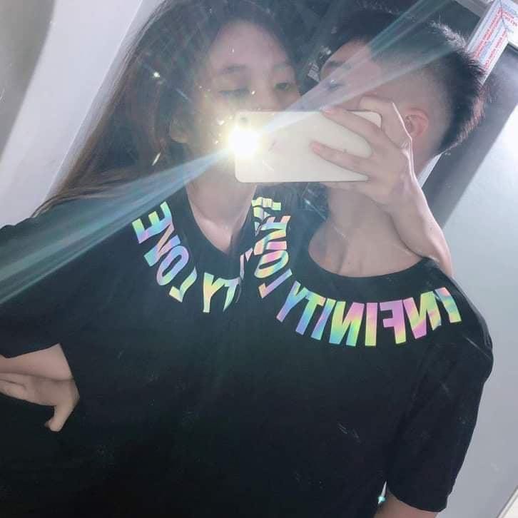 Áo thun Phản quang Unisex form rộng - INFINITY LOVE viền cổ