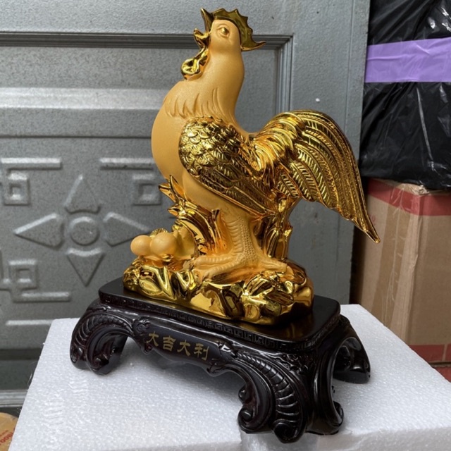 Tượng Gà Vàng Kim Kê Phong Thủy Size 38Cm Dành Cho Người Tuổi Dậu, Trang Trí Quà Tặng Sinh Nhật, Tân Gia, Khai Trương