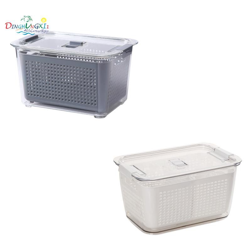 20X13.5X11.5cm Kitchen Fresh-Keeping Box Drain Food Container-2