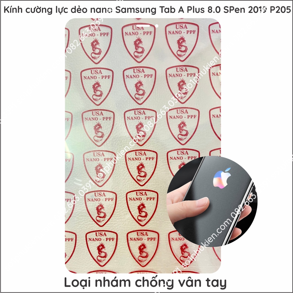 Dán cường lực dẻo nano Samsung Galaxy Tab A Plus 8.0 SPen 2019 P205 chống xước, chống vỡ màn hình