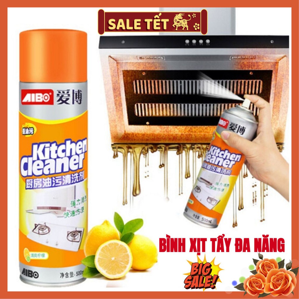 Bình xịt vệ sinh bếp bọt tuyết bình tẩy rửa đa năng siêu sạch Kitchen Clear dung tích 500ml - chai vàng cực mạnh PVN1746